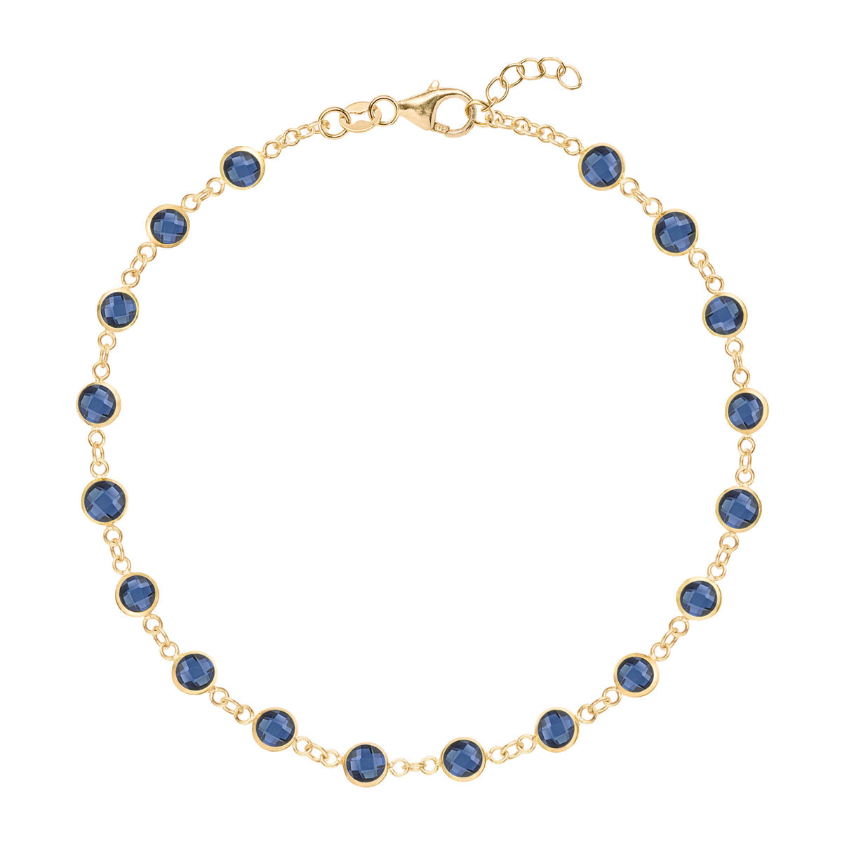4.5 TCW Round  Sapphire Lab Made Diamond- September Birthstone Dainty Bracelet 1