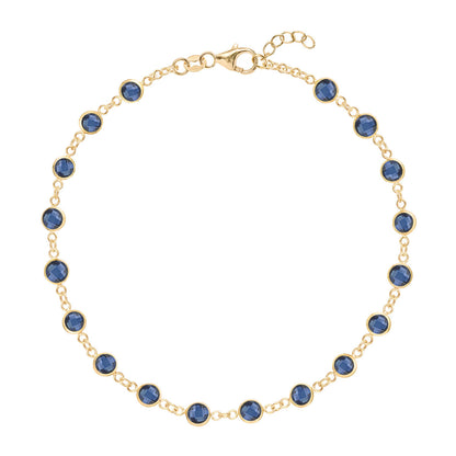 4.5 TCW Round  Sapphire Lab Made Diamond- September Birthstone Dainty Bracelet 1