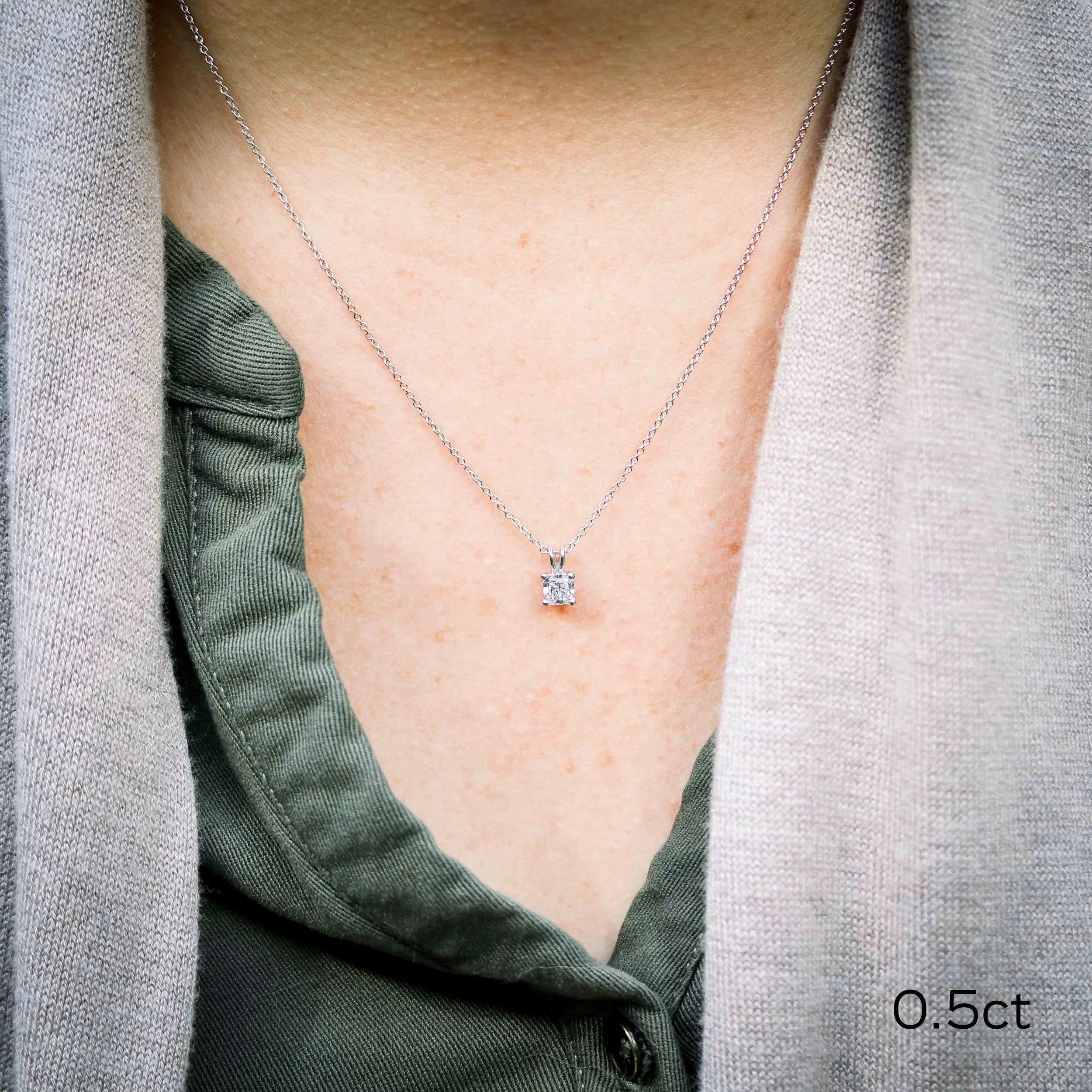 1.0 CT Radiant Cut Moissanite Diamond Solitaire Pendant Necklace in Solid Gold 2