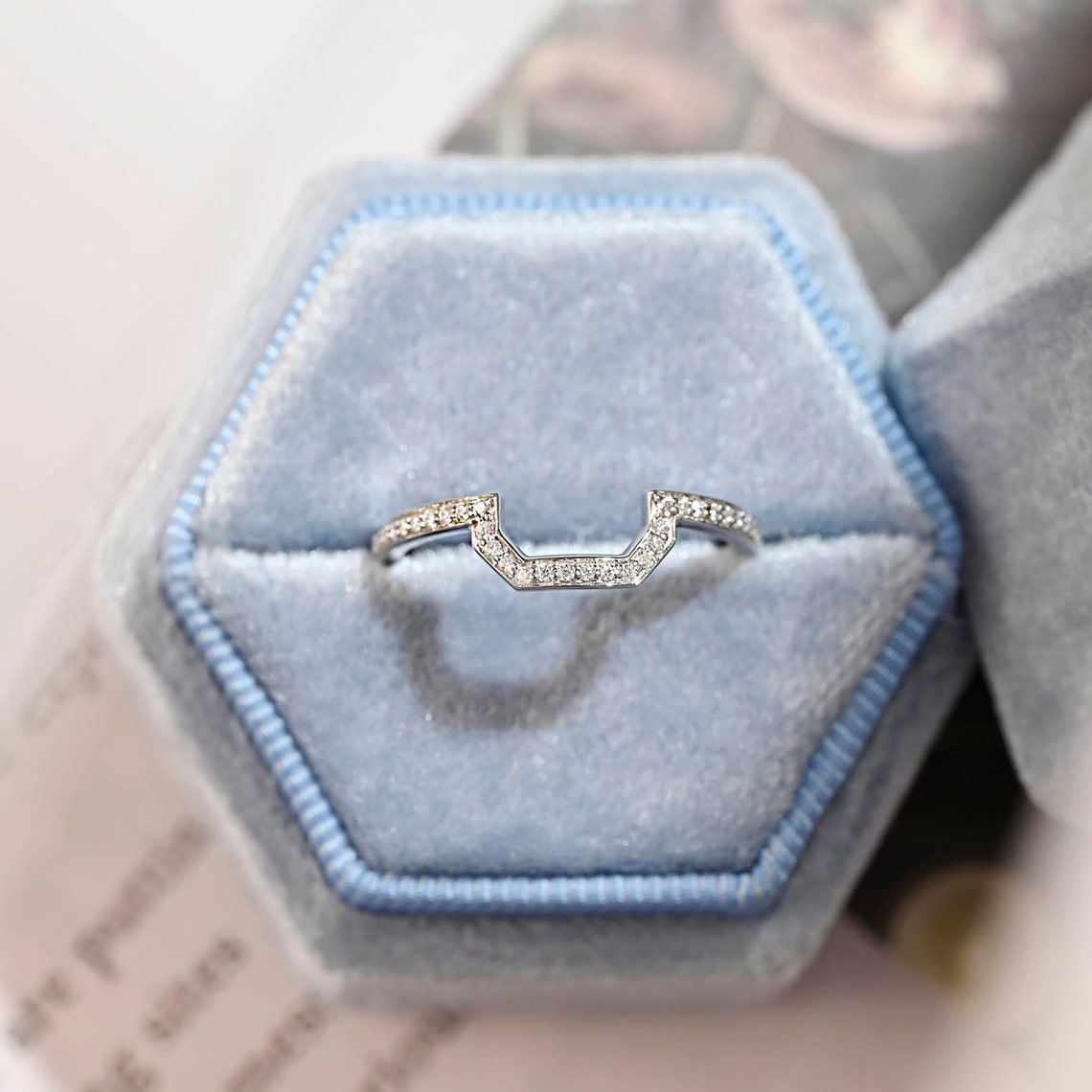 0.3 TCW Round Cut Shaped Moissanite Bridal Wedding Band 4
