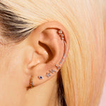 0.20 TCW Round Cut Moissanite Climber Earrings in Gold 12