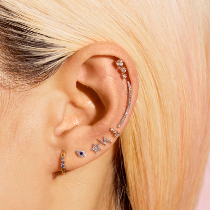 0.20 TCW Round Cut Moissanite Climber Earrings in Gold 12