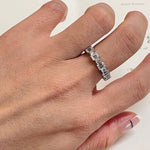 0.7 TCW Emerald & Round Cut Moissanite Bridal Wedding Band 4
