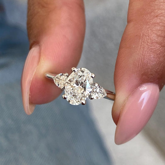 Stunning 1.0 CT Oval Moissanite Engagement Ring with Three Stone Design 1