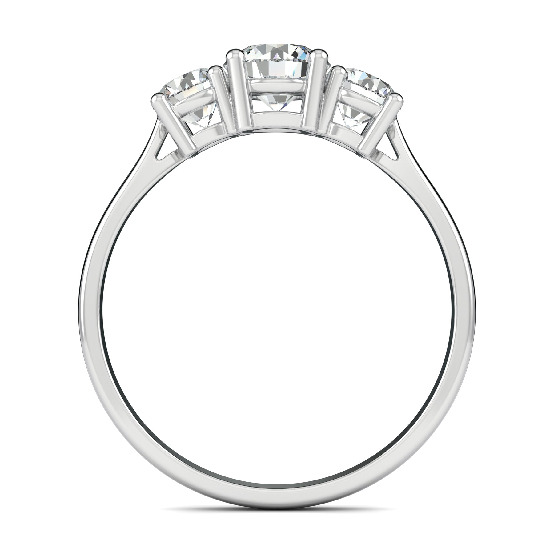 Stunning 0.6 CT Round Moissanite Stones Three Stones Wedding Band 3