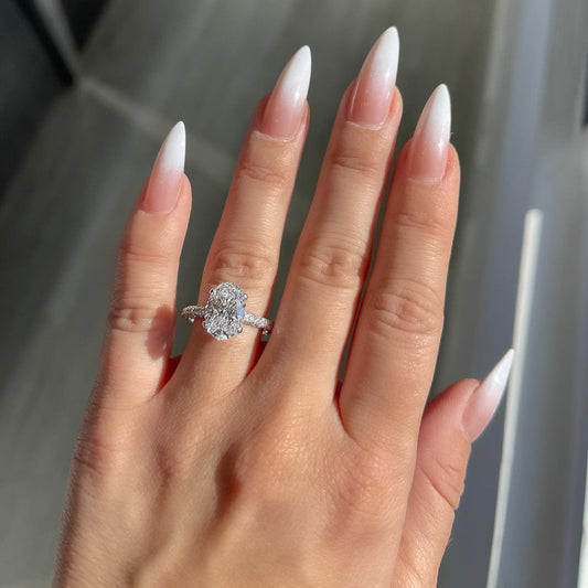 Stunning 3.0 CT Oval Cut Moissanite Engagement Ring with Hidden Halo & Pave Design 1
