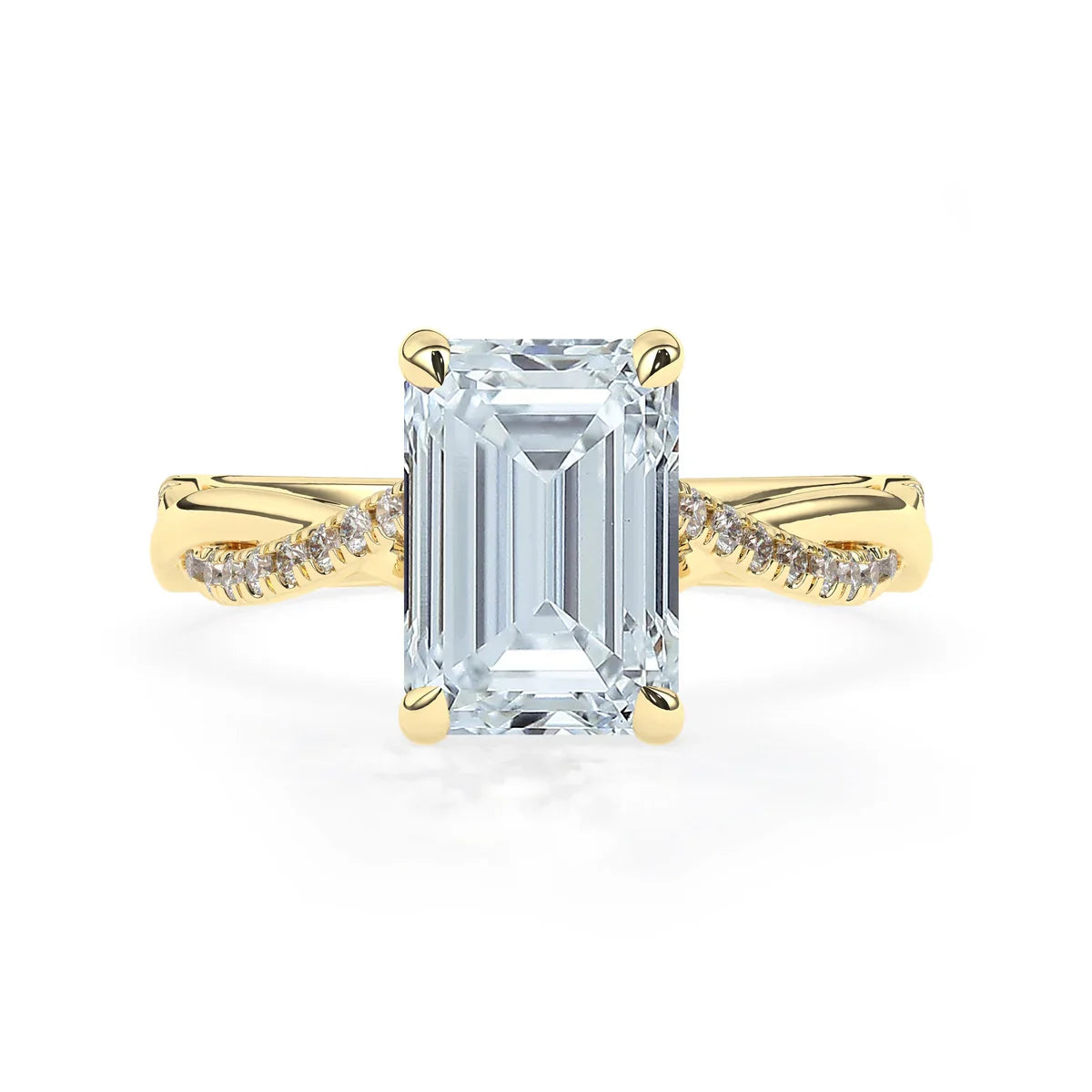 Stunning 3.0 CT Emerald Moissanite Engagement Ring with Hidden Halo & Twisted Pave Design 1