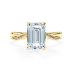 Stunning 3.0 CT Emerald Moissanite Engagement Ring with Hidden Halo & Twisted Pave Design 1