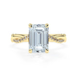 Stunning 3.0 CT Emerald Moissanite Engagement Ring with Hidden Halo & Twisted Pave Design 1