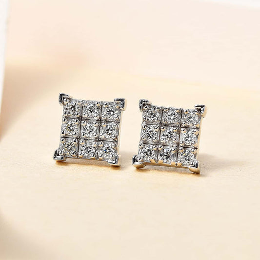 Round Cut Cubic Zirconia in 925 Sterling Silver Earrings 2