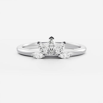 Stunning 0.10 CT Round Moissanite Stones Crown Wedding Bands 3
