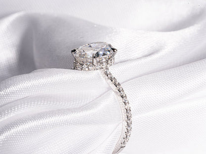 Classic 2.0 CT Oval Cut Moissanite Engagement Ring with Hidden Halo & Pave Design 4