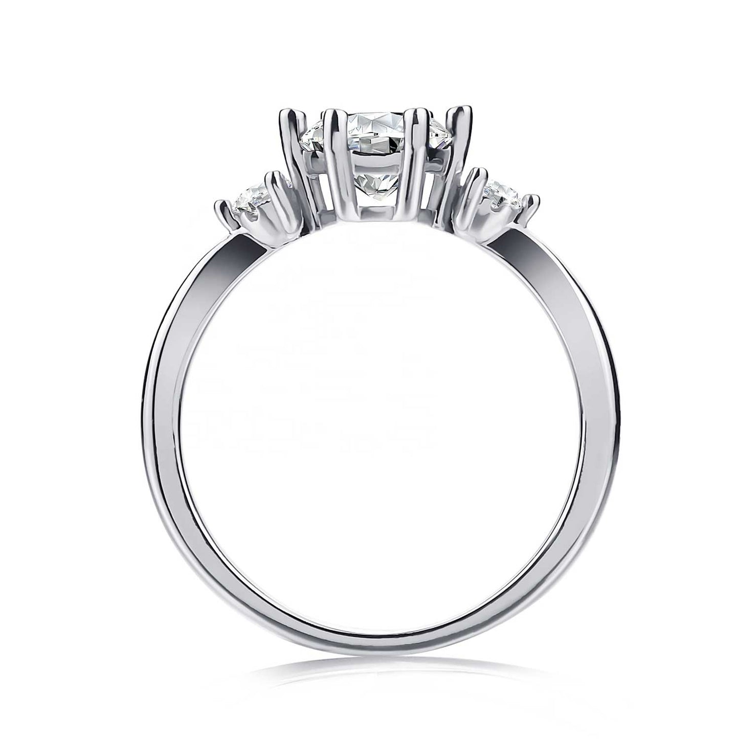 Round Cut 3 Stones Style Cubic Zirconia in 925 Sterling Silver Ring 3