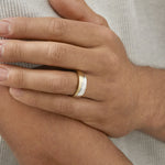 0.08 CT Round Moissanite Double Gold Men's Wedding Band in Solid Gold 1
