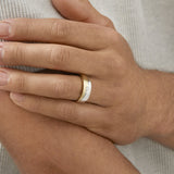 0.08 CT Round Moissanite Double Gold Men's Wedding Band in Solid Gold 1