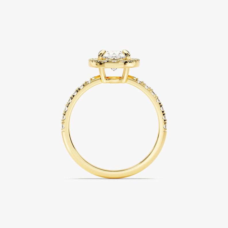 Stunning 1.0-2.0 CT Oval Moissanite Engagement Ring with Halo & Pave Design 3