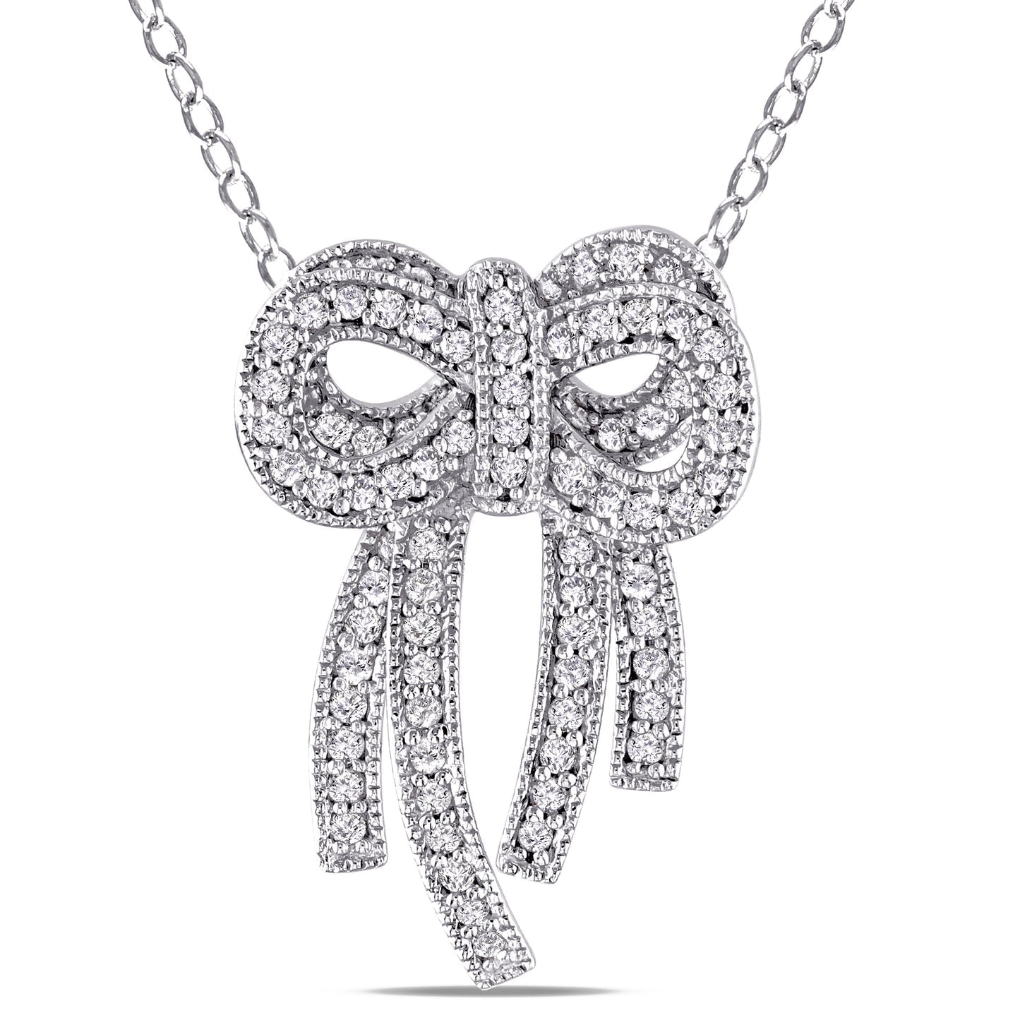Round Cut Cubic Zirconia in 925 Sterling Silver Necklace 1