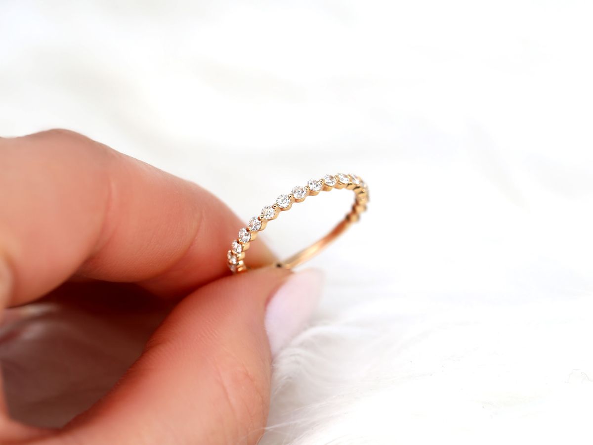 Stunning 0.55 TCW Round Moissanite Stones Half Eternity Wedding Band 8