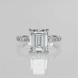 Stunning 2.53 CT Emerald Moissanite Engagement Ring with Hidden Halo & Pave Design 4
