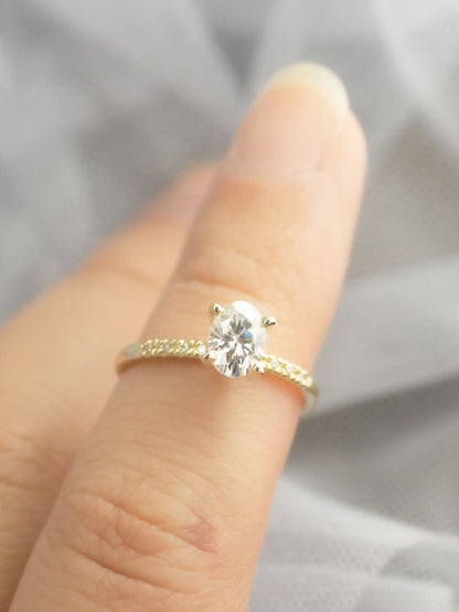 Stunning 1 CT Oval Moissanite Engagement Ring With Pave Design 6