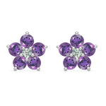 0.20 CT Round Amethyst Lab Made Diamond- February Birthstone Studs 5