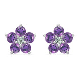 0.20 CT Round Amethyst Lab Made Diamond- February Birthstone Studs 5