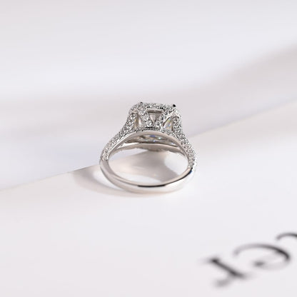 Stunning 1.0 - 2.0 CT Cushion Moissanite Engagement Ring With Pave & Halo Design 9