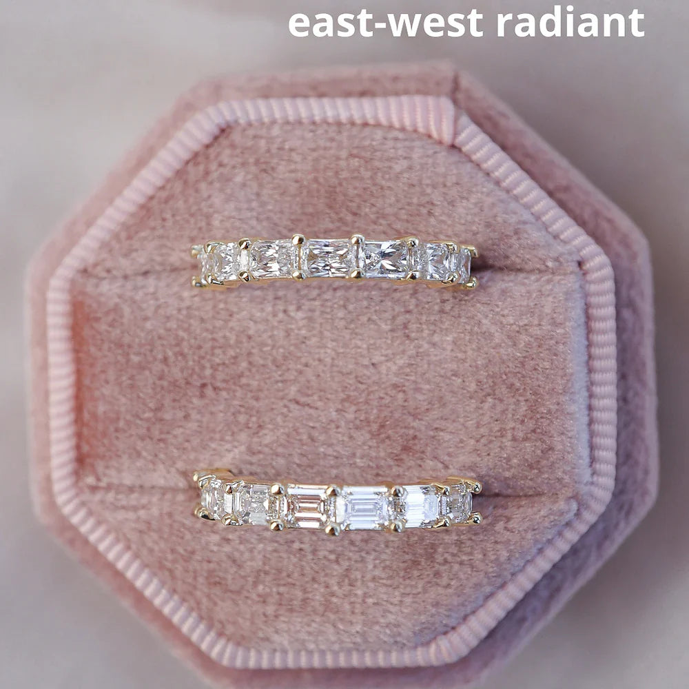 Stunning 0.40 TCW Emerald Moissanite Stones Half Eternity Wedding Band 6