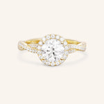Stunning 1.0 CT Round Moissanite Engagement Ring with Halo & Pave Design 1