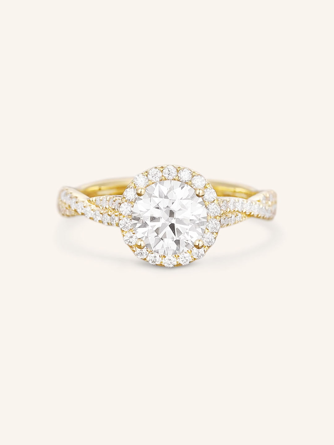 Stunning 1.0 CT Round Moissanite Engagement Ring with Halo & Pave Design 1