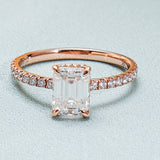 Stunning 1.0 - 2.0 CT Emerald Moissanite Engagement Ring With Hidden Halo Design 1