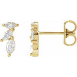 0.40 TCW Marquise Cut Moissanite Leaf Stud Earrings in Gold 1