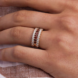 1.38 TCW Round Garnet Lab Made Diamond- January Birthstone Wedding Band 9