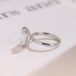 Stunning 1.0 - 2.0 CT Emerald Moissanite Engagement Ring with Hidden Halo Design 10