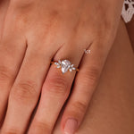 Stunning 1.50 CT Pear Moissanite Engagement Ring with Cluster Design 4