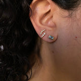 0.20 TCW Emerald Cut Moissanite Bezel Stud Earrings in Gold 2