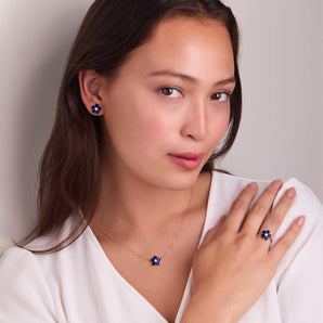 1.46 TCW Round Sapphire Lab Made Diamond- September Birthstone Earrings