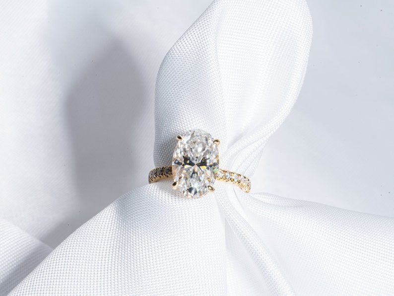 Stunning 3.50 CT Oval Shape Moissanite Engagement Ring with Hidden Halo & Pave Design 4