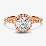 Stunning 1.0 CT Round Moissanite Engagement Ring with Halo & Pave Design 5