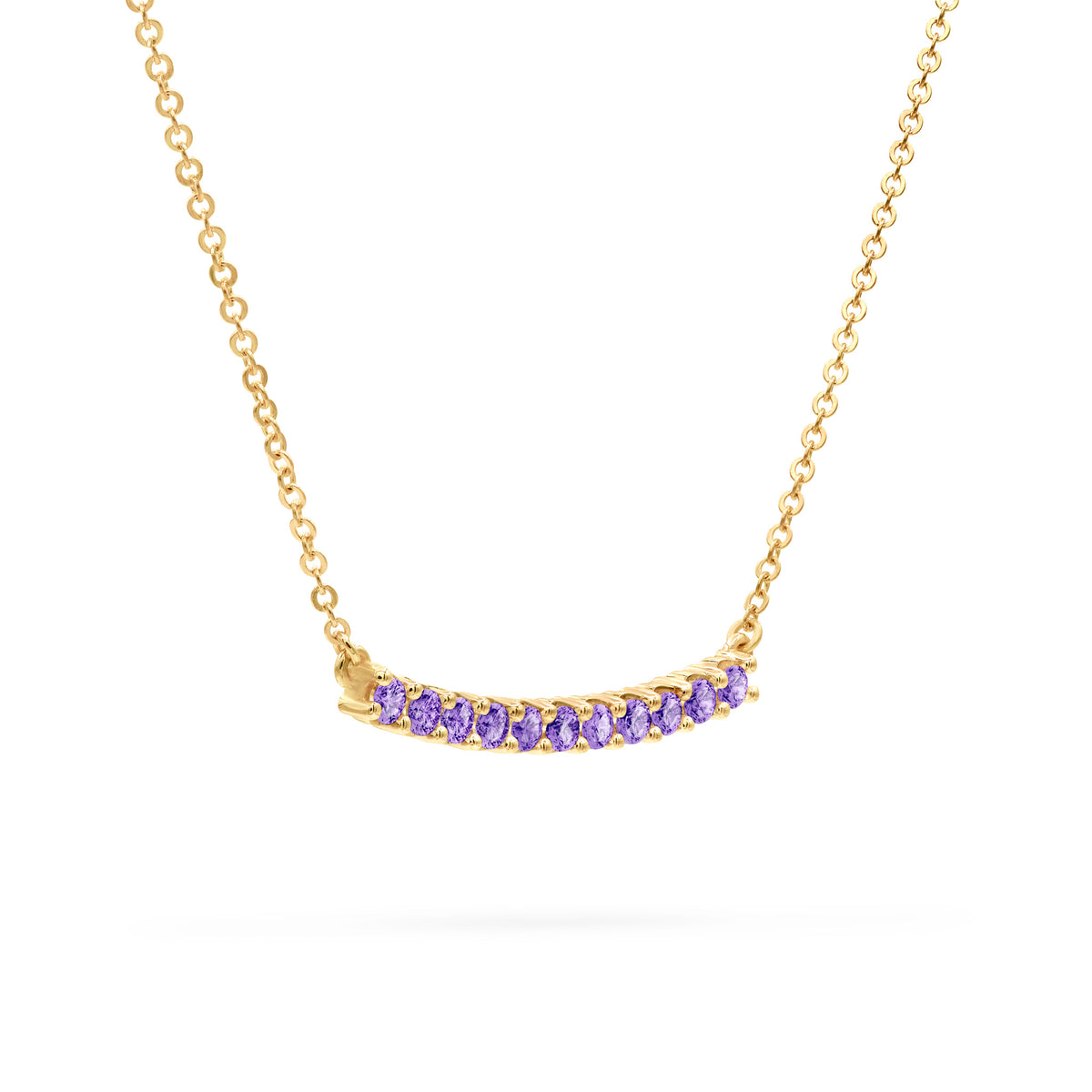 1.32 TCW Round Amethyst Lab Made Diamond- February Birthstone Bar Necklace 4
