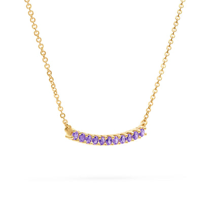 1.32 TCW Round Amethyst Lab Made Diamond- February Birthstone Bar Necklace 4