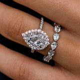 Pear Cut Halo Style Cubic Zirconia in 925 Sterling Silver Ring 6