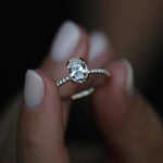 1.21 CT Oval Cut Pave CVD E/VS1 Diamond Engagement Ring 1