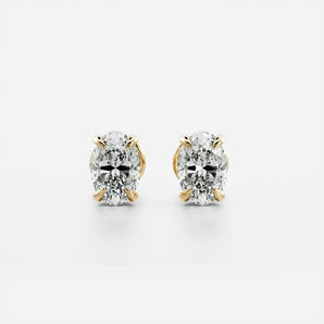 0.50 TCW Oval Cut Moissanite Stud Earrings in Gold