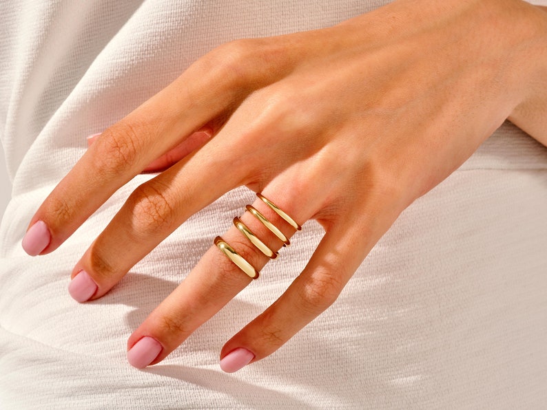 1.50 CT Emerald Cut Moissanite Solitaire Bridal Ring Set with Plain Wedding Bands 9
