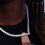 40 CT Round Moissanite Diamond Tennis Silver Necklace For Him 3