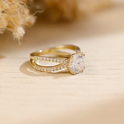 Stunning 2.0 CT Round Moissanite Engagement Ring with Split Shank & Pave Design 1