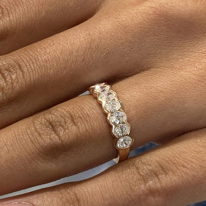 Stunning 0.87 CT Oval Moissanite Stones Bezel Wedding Bands 2