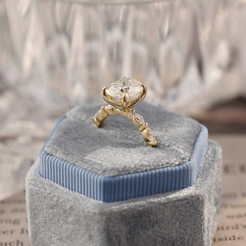 Stunning 2.5 CT Oval Moissanite Engagement Ring with Pave Design 7