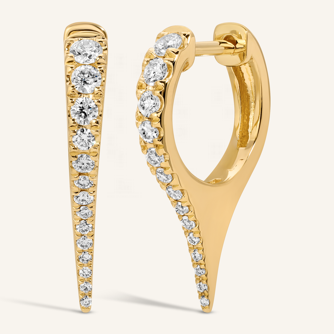 0.40 TCW Round Cut Moissanite Unique Shape Hoop Earrings in Gold 1